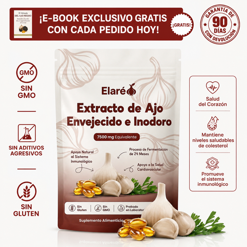 Extracto de ajo envejecido - Cápsulas blandas inodoras de 7500 mg