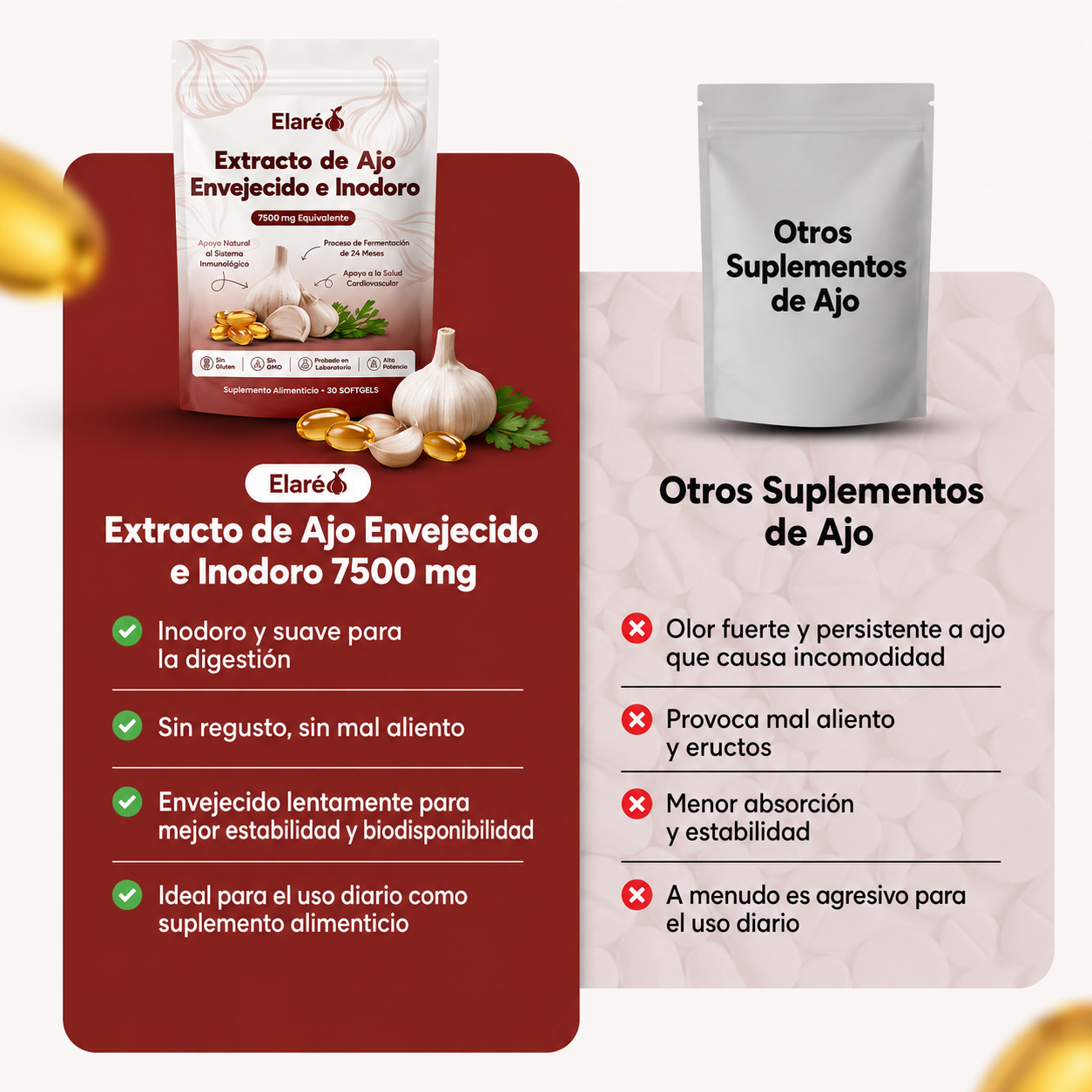 Extracto de ajo envejecido - Cápsulas blandas inodoras de 7500 mg