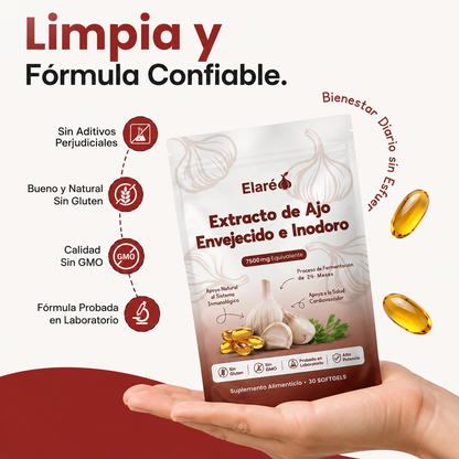Extracto de ajo envejecido - Cápsulas blandas inodoras de 7500 mg