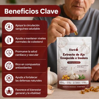 Extracto de ajo envejecido - Cápsulas blandas inodoras de 7500 mg