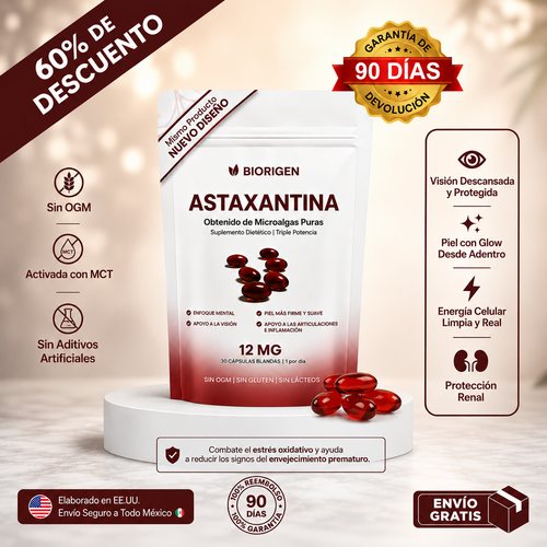 Astaxantina - El Antioxidante Maestro para tu Salud Visual, Renal, piel y Energía.