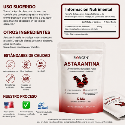 Astaxantina - El Antioxidante Maestro para tu Salud Visual, Renal, piel y Energía.