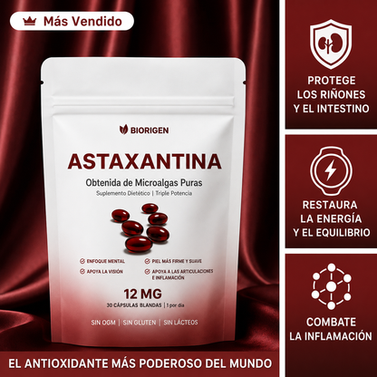 Astaxantina - El Antioxidante Maestro para tu Salud Visual, Renal, piel y Energía.