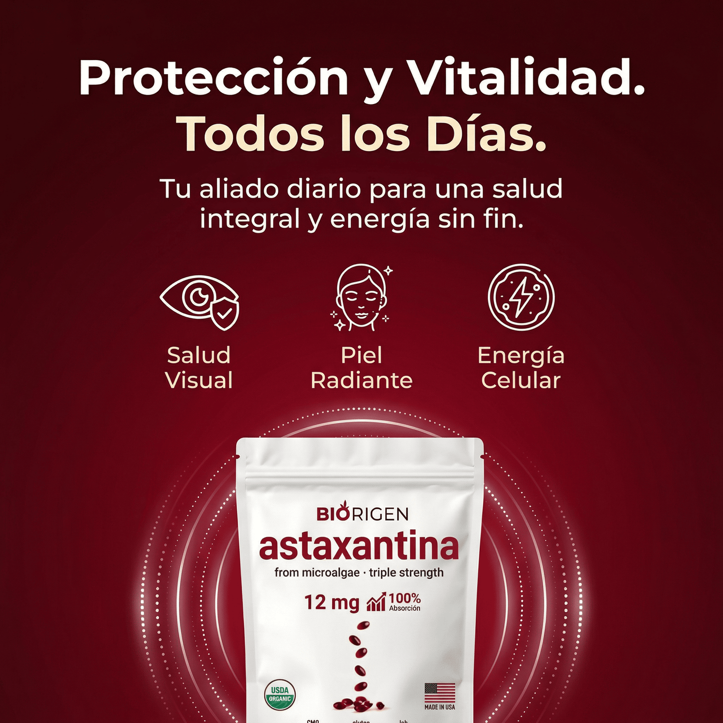 Astaxantina - El Antioxidante Maestro para tu Salud Visual, Renal, piel y Energía.