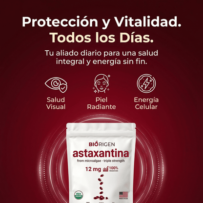 Astaxantina - El Antioxidante Maestro para tu Salud Visual, Renal, piel y Energía.