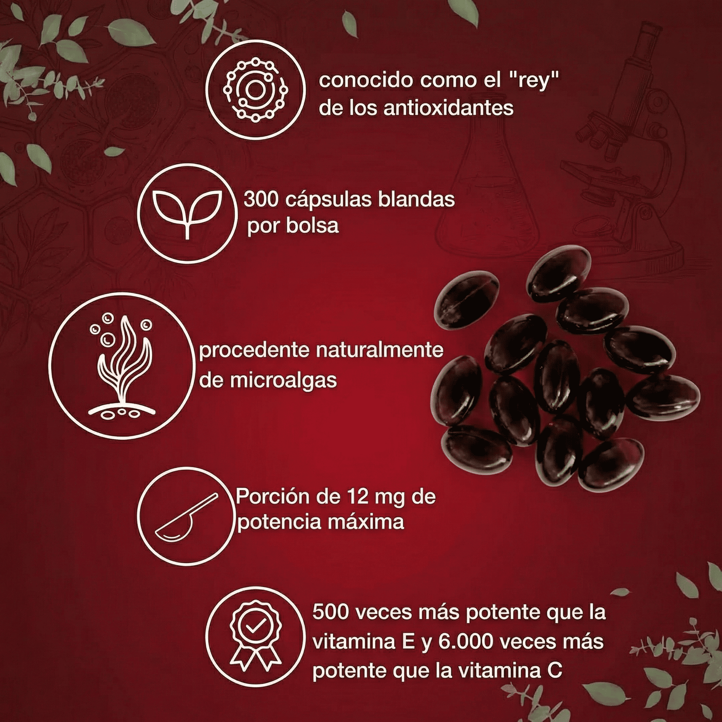 Astaxantina - El Antioxidante Maestro para tu Salud Visual, Renal, piel y Energía.